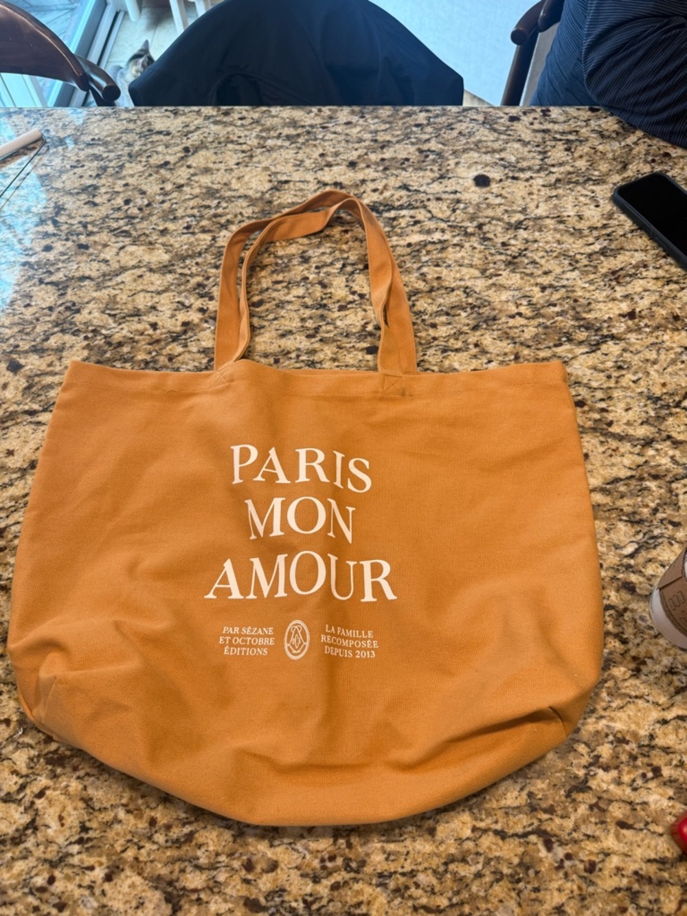 Sézane Paris Mon Amour Canvas Tote in Mustard